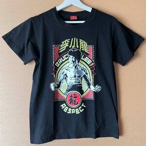 BRUCE LEE "Respect" Black Tee Great graphics Size US L